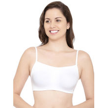 Enamor A022 Basic Cotton Cami With Detachable Straps Bra -Non-Padded Wirefree High Coverage - White