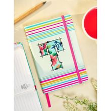 Doodle Collection Initial T Stripes Theme Premium Hard Bound B6 Notebook Diary 192 Ruled Pages