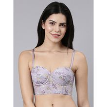 Enamor F130 Flexi Padded Wired High Coverage Light Printed Bustier Bra