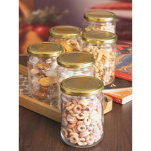 Goodhomes Glass Storage Jar With Gold Metal Lid (Set of 6)