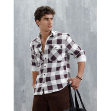 WROGN Casual Comfort Fit Checkered Pattern Wine Shirt