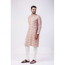ETHNIC INDIA Geometric Viscose Rayon Pink Regular Straight Kurta