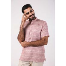 ETHNIC INDIA Geometric Polyester Pink Regular Straight Short Kurta
