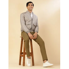 Fabindia Grey Cotton Silk Quilting Straight Fit Bomber Jacket