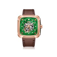 Alexandre Christie Maharaja Luxe Men Analog Square Leather Green Watch-6577MALRGGN (M)