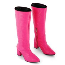 Zori World Dezire Rosé-textured Pink Croc Knee High Boots