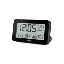 Braun Digital Weather Station Clock with Indoor and Outdoor Temperature Black