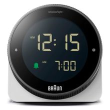 Braun Digital Alarm Clock with Snooze, Negative LCD Display White