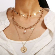Jewels Galaxy Gold Plated Trending Coin inspired Layered Necklace Set