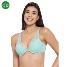 Inner Sense Organic Cotton Antimicrobal Laced Cushioned Padded underwired Bra-Green