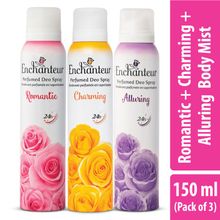 Enchanteur Romantic + Charming + Alluring Perfumed Deo Spray For Women - Pack Of 3