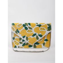 Odette Yellow Printed Sling and Cross bags Bags
