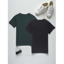 The Fit Theory Boys Short Sleeves Solid Round Neck Black and Green T-shirt (Pack of 2)