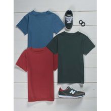 The Fit Theory Boys Solid Round Neck Green, Maroon and Blue T-shirt (Pack of 3)
