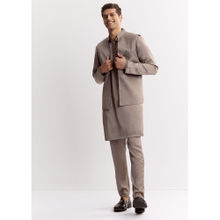 KALKI FASHION Grey Natural Linen Kurta Jacket with Pant