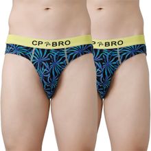 CP BRO Printed Briefs with Exposed Waistband Value - Blue Leaf & Blue Leaf (Pack of 2)