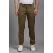 Louis Philippe Men Khaki Solid Flat Front Chinos Trousers