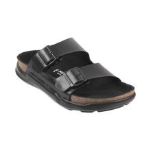 Mochi Mens Black Flat ChappalsMochi Black Solid Sliders