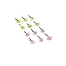 LAIDA 12 Floral Buds Hair Clips - Pink and Yellow