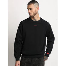 THE BEAR HOUSE Men Black Solid Inside Out Stitch Relaxed Fit Sweatshirt