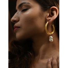 Heena Mittal Kiara Pearl White Hoop Earrings