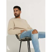 Styli Relaxed Fit Cotton Terry Sweatshirt - Beige