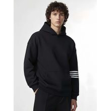 Styli Black Oversized Stripe Hoodie