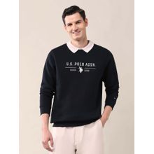 U.S. POLO ASSN. Printed Black Full Sleeves Round Neck Sweatshirt