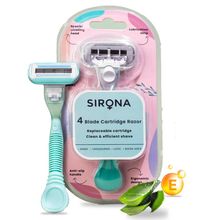 Sirona Reusable 4 Blade Cartridge Hair Removal Body Razor for Women