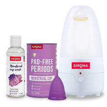 Sirona Menstrual Cup Life Combo with Large Menstrual Cup Sterilizer and Menstrual Cup Wash