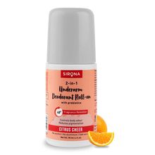 Sirona Natural Underarm Deodorant Roll On For Men & Women with Prebiotics (Citrus Cheer)