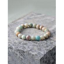 Ornate Jewels Amazonite Round Stretchable Beads Bracelet