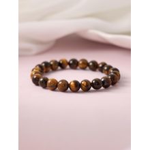 Ornate Jewels Red Tiger Eye Round Stretchable Beads Bracelet