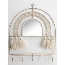 The Decor Mart Macrame Hanging Bohemian Mirror with Hooks