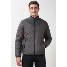 Peter England Men Grey Solid Puffer Jacket