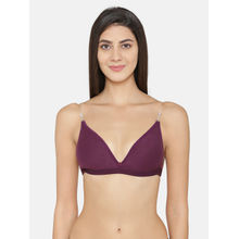 Abelino Purple Transparent Back Non padded T-shirt Bra - Purple