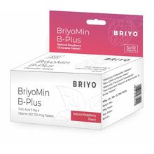 Briyo Briyomin B-Plus Folic Acid 5mg & Vitamin B12 750 mcg Tablets - Natural Raspberry Color