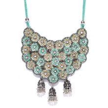Infuzze Turquoise Blue & Oxidised Silver-Toned Handcrafted Necklace