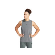 adidas Men Grey Solid Tank Top
