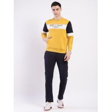 Monte Carlo Yellow Cotton Blend Regular Mid Waist Round Neck Sweatshirt with Trackpant