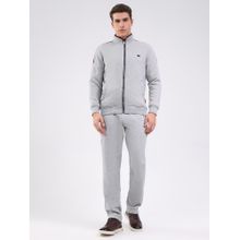 Monte Carlo Grey Cotton Blend Regular Mid Waist High Neck Jacket with Trackpant