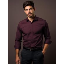HE SPOKE Burgundy Formal Concealed Placket 2 Way Stretch Shirt