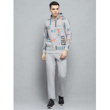 Monte Carlo Mens Typography Grey Hooded Neck Full Sleeve Hoodies with Trackpant (Set of 2)