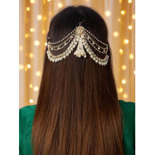 OOMPH Womens Kundan Jadau Floral Design Gold Tone Ethnic Sheesh Phool