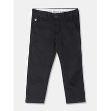 U.S. POLO ASSN. Boys Regular Fit Solid Trousers - Black