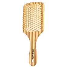 Kayanara Rectangle Shape Bamboo Bristles Large Stripped Wooden Paddle Hair Brush