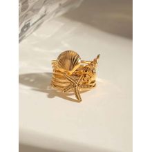 AMOSSH Gold Brass 18K Gold Plated Ring