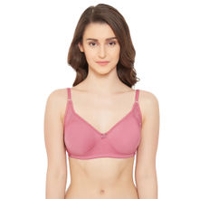 Clovia Cotton Rich Solid Non-Padded Full Cup Wire Free T-shirt Bra - Light Pink
