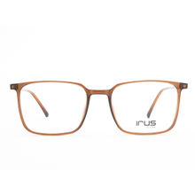 IRUS Men Full Rim Square Shiny Crystal Brown Acetate Eyeglass Frame (53)