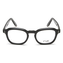 IRUS Men Full Rim Square Shiny Black Acetate Eyeglass Frame (49)